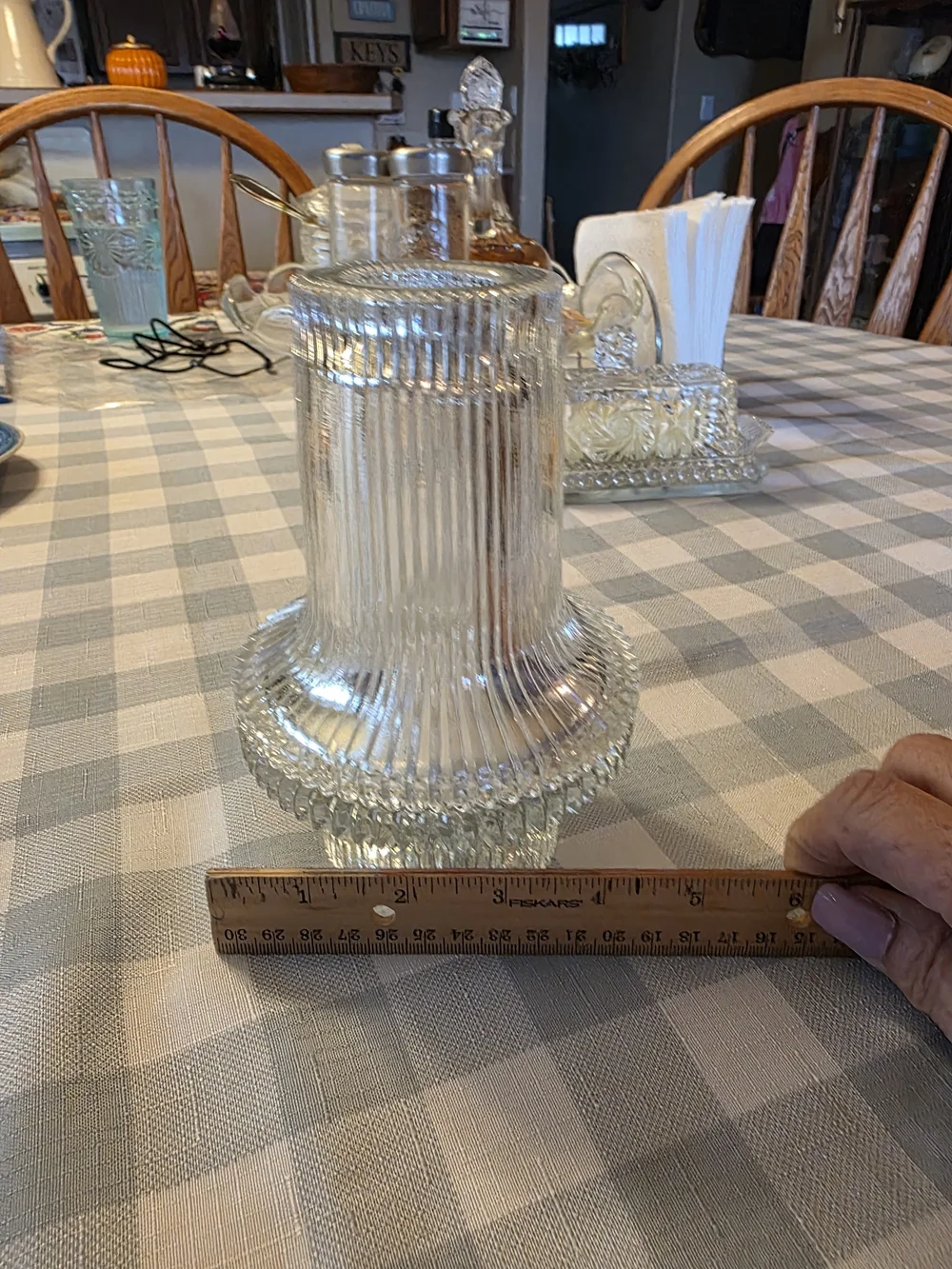 Clear Ribbed Glass Candle Holder — Textured Tabletop Accent